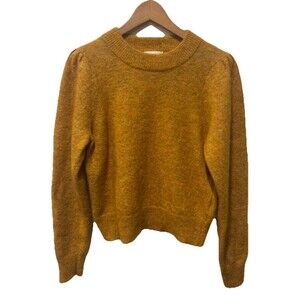 Second Female Yellow Mohair Wool Crewneck Knit Sweater Sz Large Minimalist